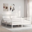 Estructura de cama con cabecero madera maciza blanco 160x200 cm