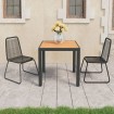 Set de comedor de jardín de 3 piezas PVC ratán negro y marrón