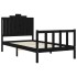 Estructura de cama con cabecero madera maciza negro 100x200