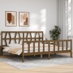 Estructura cama y cabecero madera maciza marrón miel 200x200 cm