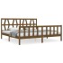 Estructura cama y cabecero madera maciza marrón miel 200x200