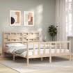 Estructura de cama de matrimonio con cabecero madera maciza