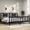 Estructura cama de matrimonio con cabecero madera maciza negro