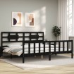 Estructura de cama con cabecero madera maciza negro 200x200 cm