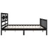 Estructura de cama con cabecero madera maciza negro 200x200