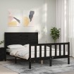 Estructura de cama con cabecero madera maciza negro 140x200 cm