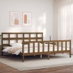 Estructura cama y cabecero madera maciza marrón miel 200x200 cm