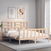 Estructura de cama de matrimonio con cabecero madera maciza