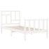 Estructura de cama con cabecero madera maciza blanco 90x200