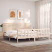 Estructura de cama de matrimonio con cabecero madera maciza