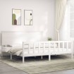 Estructura de cama con cabecero madera maciza blanco 200x200 cm