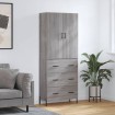 Aparador alto madera contrachapada gris sonoma 69,5x34x180 cm