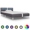 Estructura de cama con LED de cuero sintético gris 90x200 cm