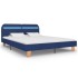 Estructura de cama con LED tela azul 180x200