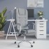 Silla de oficina reclinable con masaje de tela gris