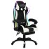 Silla gaming con luces LED RGB cuero sintético blanco y