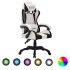 Silla gaming con luces LED RGB cuero sintético blanco y