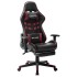 Silla de gaming reposapiés cuero sintético negro y rojo