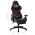 Silla de gaming reposapiés cuero sintético negro y rojo