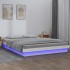 Estructura de cama con LED madera maciza blanca 180x200