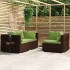 Set muebles de jardín 3 piezas y cojines ratán sintético