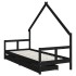 Estructura de cama niños con cajones madera pino negro