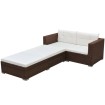 Set muebles de jardín 3 piezas y cojines ratán sintético marrón