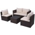 Set muebles de jardín 5 piezas y cojines ratán sintético