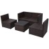 Set muebles de jardín 5 piezas y cojines ratán sintético