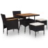 Set comedor jardín 5 pzas ratán sintético y madera acacia