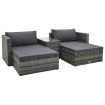 Set de muebles de jardín 5 pzas y cojines ratán sintético gris