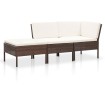 Set muebles de jardín 3 pzas y cojines ratán sintético marrón