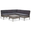 Set de muebles de jardín 6 pzas y cojines ratán sintético gris