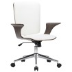 Silla de oficina giratoria cuero sintético madera curva blanco