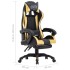 Silla gaming con reposapiés cuero sintético negro y