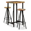 Set muebles de bar 3 piezas madera maciza reciclada