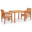 Set comedor de jardín 3 pzas y cojines madera maciza de acacia