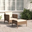 Set muebles de jardín 2 piezas y cojines ratán sintético marrón