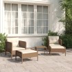 Set muebles de jardín 5 piezas y cojines ratán sintético marrón