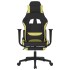 Silla gaming de masaje con reposapiés tela negro y verde