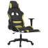 Silla gaming de masaje con reposapiés tela negro y verde