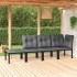 Set de muebles de jardín 4 piezas ratán sintético negro y