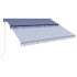 Toldo con LED y sensor de viento azul y blanco 300x250