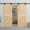 Puerta corredera con herrajes madera maciza de pino 80x210 cm