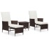 Set muebles de jardín 3 piezas y cojines ratán sintético