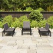 Set de muebles de jardín 4 piezas con cojines plástico gris