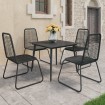 Set de comedor de jardín de 5 piezas PVC ratán negro