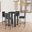 Set muebles bar jardín 5 piezas y cojines ratán sintético gris