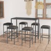 Set muebles bar jardín 7 piezas y cojines ratán sintético gris