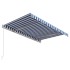 Toldo automático retráctil azul y blanco 300x250